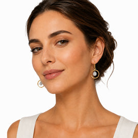 14K Gold 0.62 ct. tw. Dangling Open Circle Earrings Set with Dangling Diamond Circle Charms