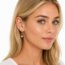 14K Gold 15mm Hoop Earrings Set with 1.5 ct. tw. Lab-Grown Pear-Shaped Diamond Charms