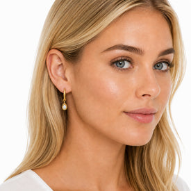 14K Gold 15mm Hoop Earrings Set with 1.5 ct. tw. Lab-Grown Pear-Shaped Diamond Charms