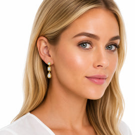 14K Gold 3-Stone Geometic Drop Earrings Set with 4.5 ct. tw. Lab-Grown Diamonds