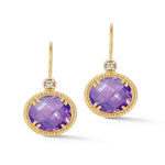 14K Gold 0.04 ct. tw. Diamond & 4.9CT Amethyst Color Stone Earrings