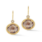 14K Gold 0.04 ct. tw. Diamond & 4.9CT Smokey Topaz Color Stone Earrings