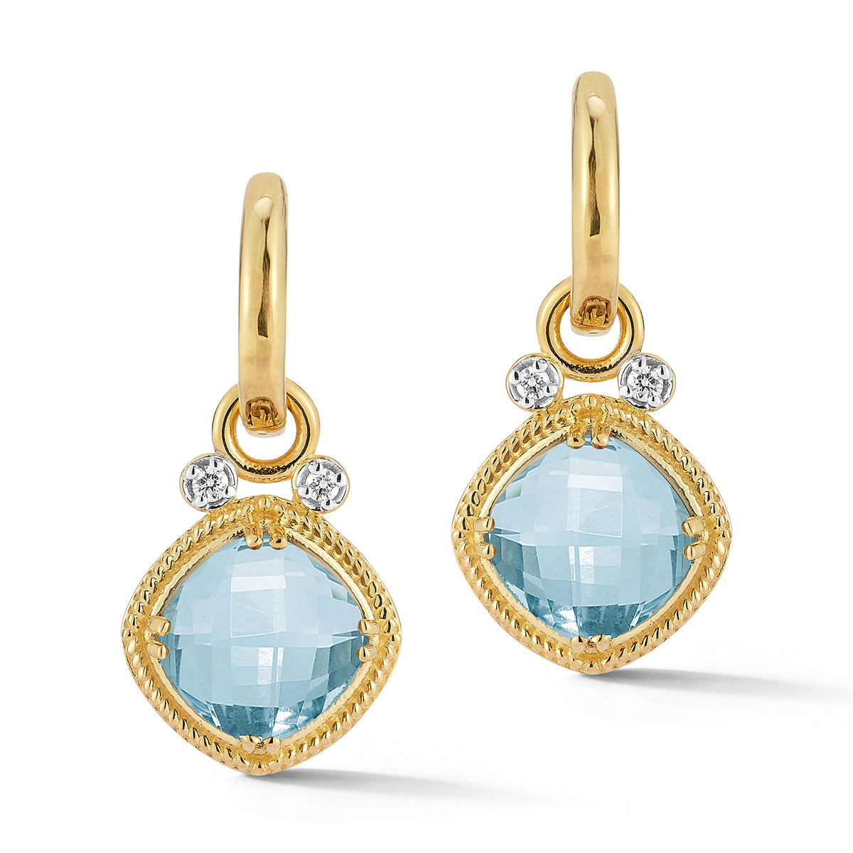 14K Gold 0.14 ct. tw. & 5.0CT Blue Topaz Earrings