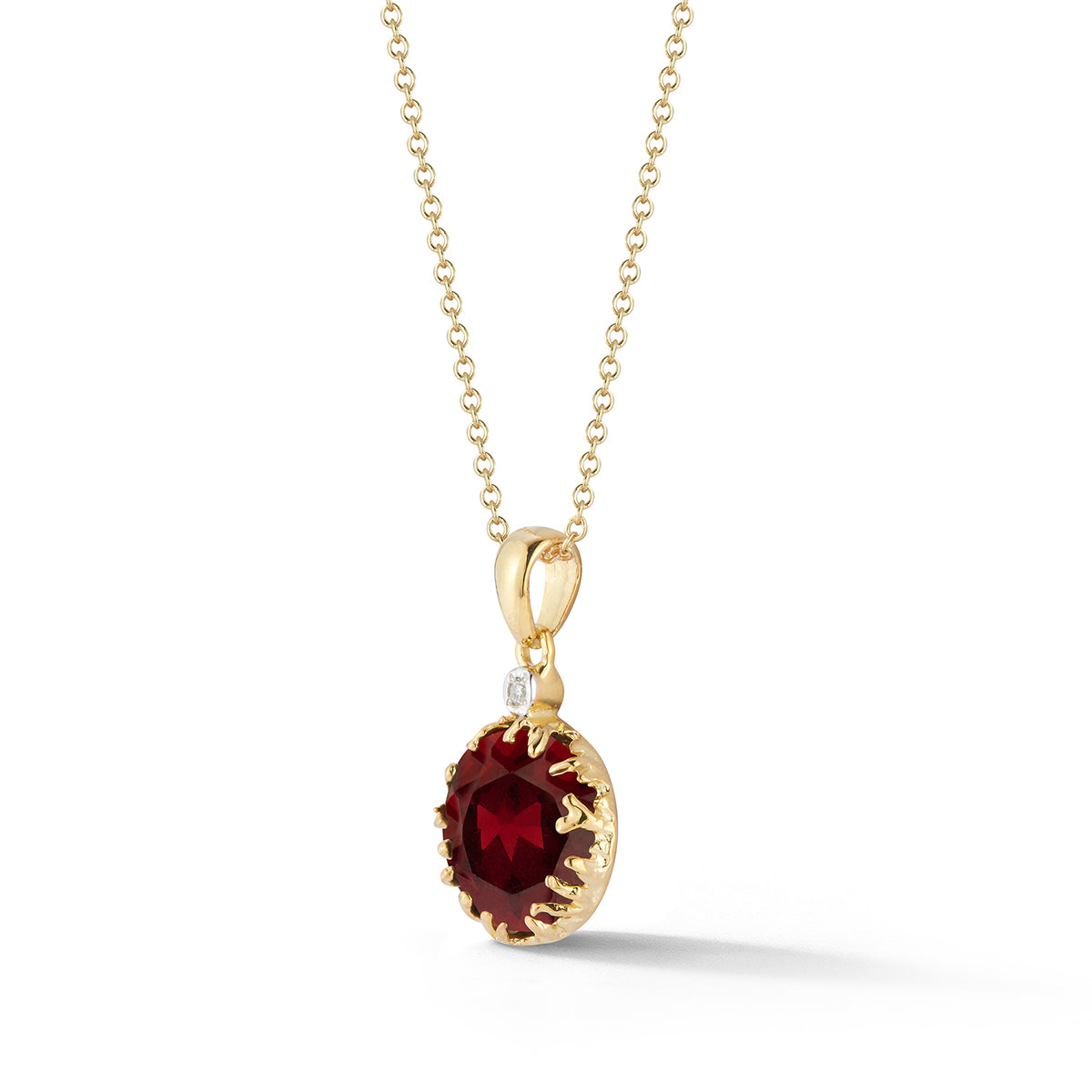14K Gold 0.015 ct. tw. Diamond & 4.9CT Garnet Color Pendant