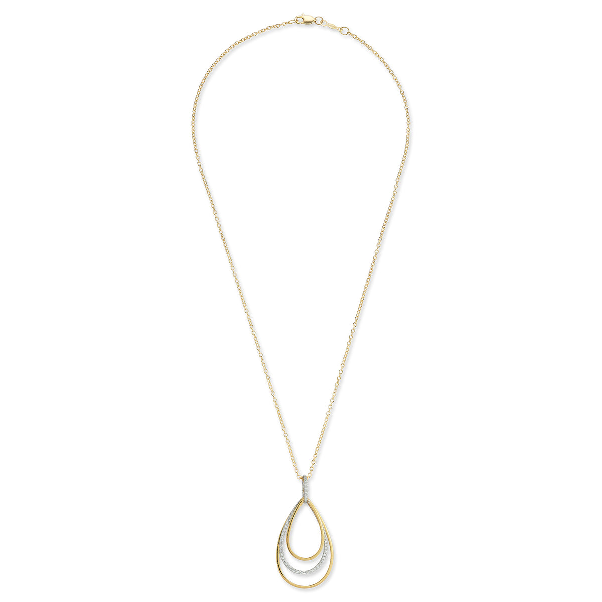 14K Gold 0.28 ct. tw. Graduating Tear Drop Pendant
