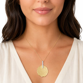 14K Gold 0.07 ct. tw. 22mm Round Hammered Pendant