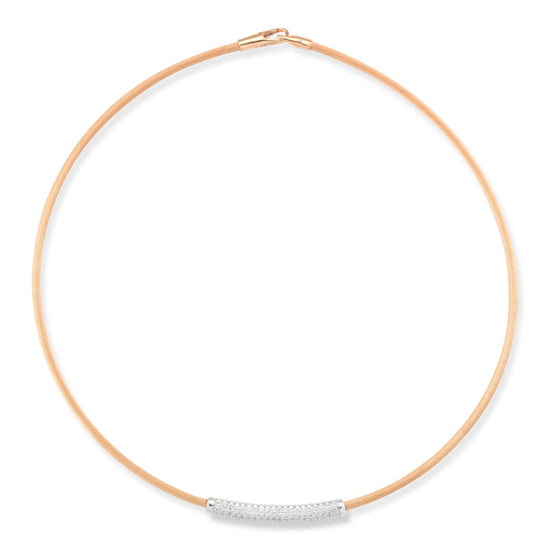 14K Gold 0.50 cttw Wire Choker ID Bar Necklace