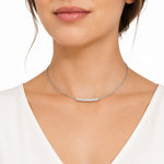 14K Gold 0.50 cttw Wire Choker ID Bar Necklace
