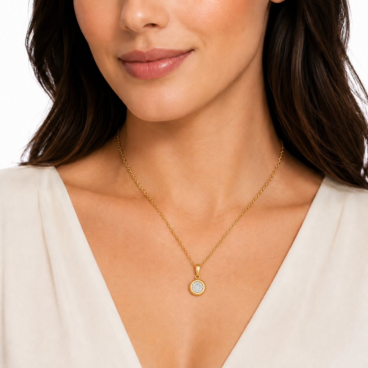 14K 0.22 ct. tw. Round Pendant