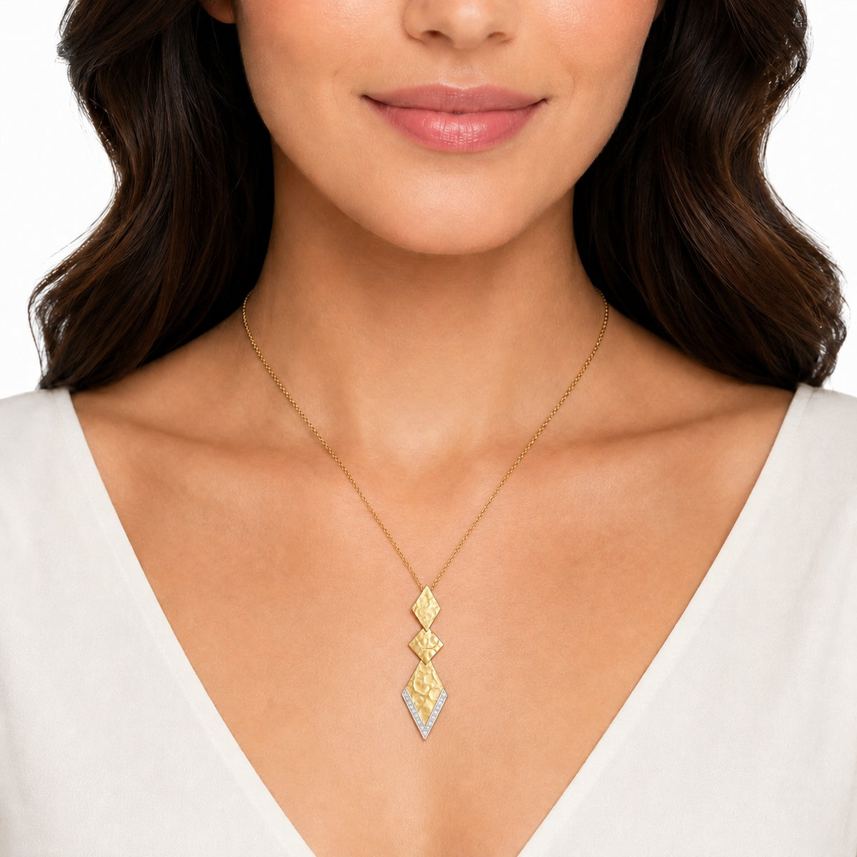 14K Gold 0.14 ct. tw. Diamond Geometric Drop Necklace