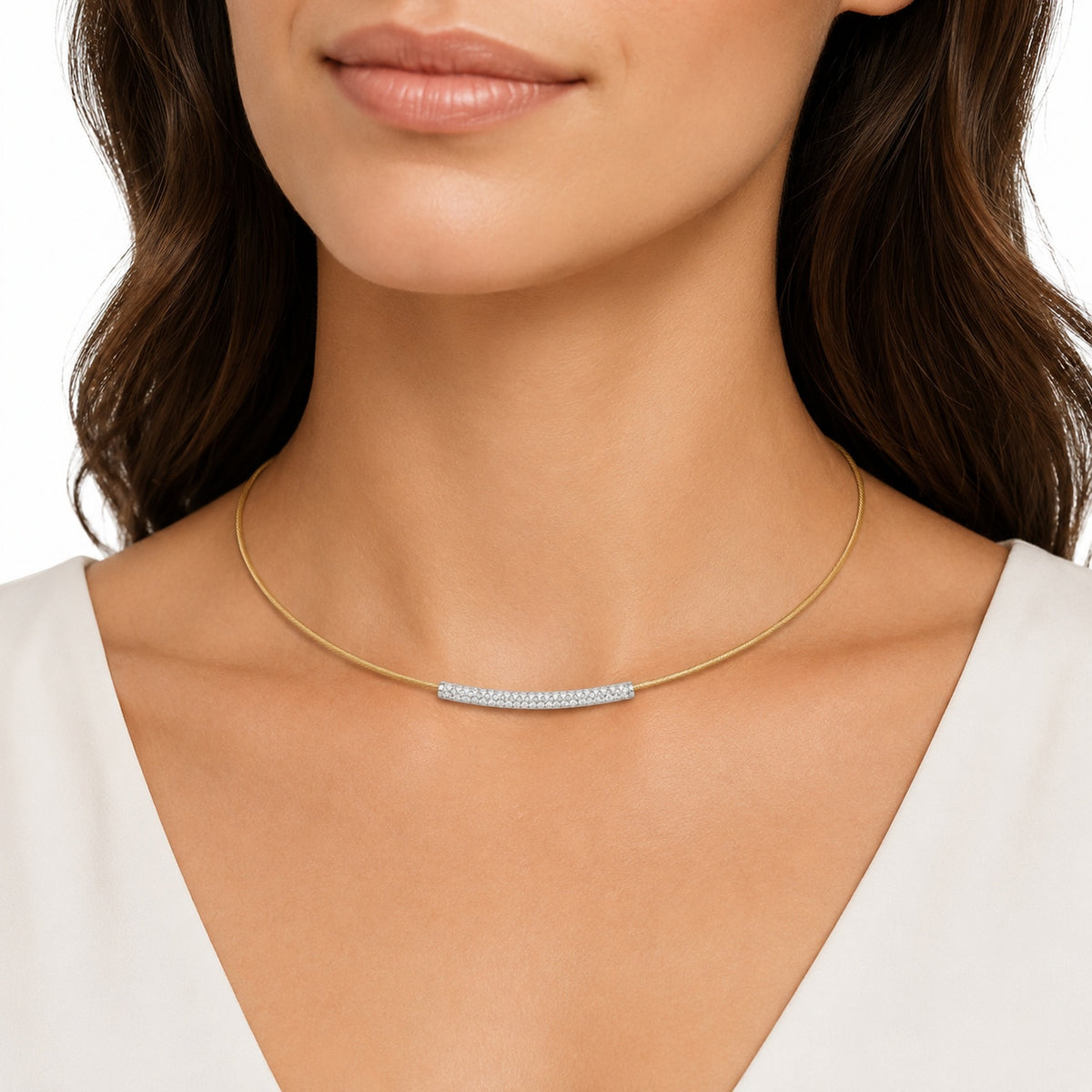 14K Gold 0.44 ct. tw. Diamond Wire Necklace