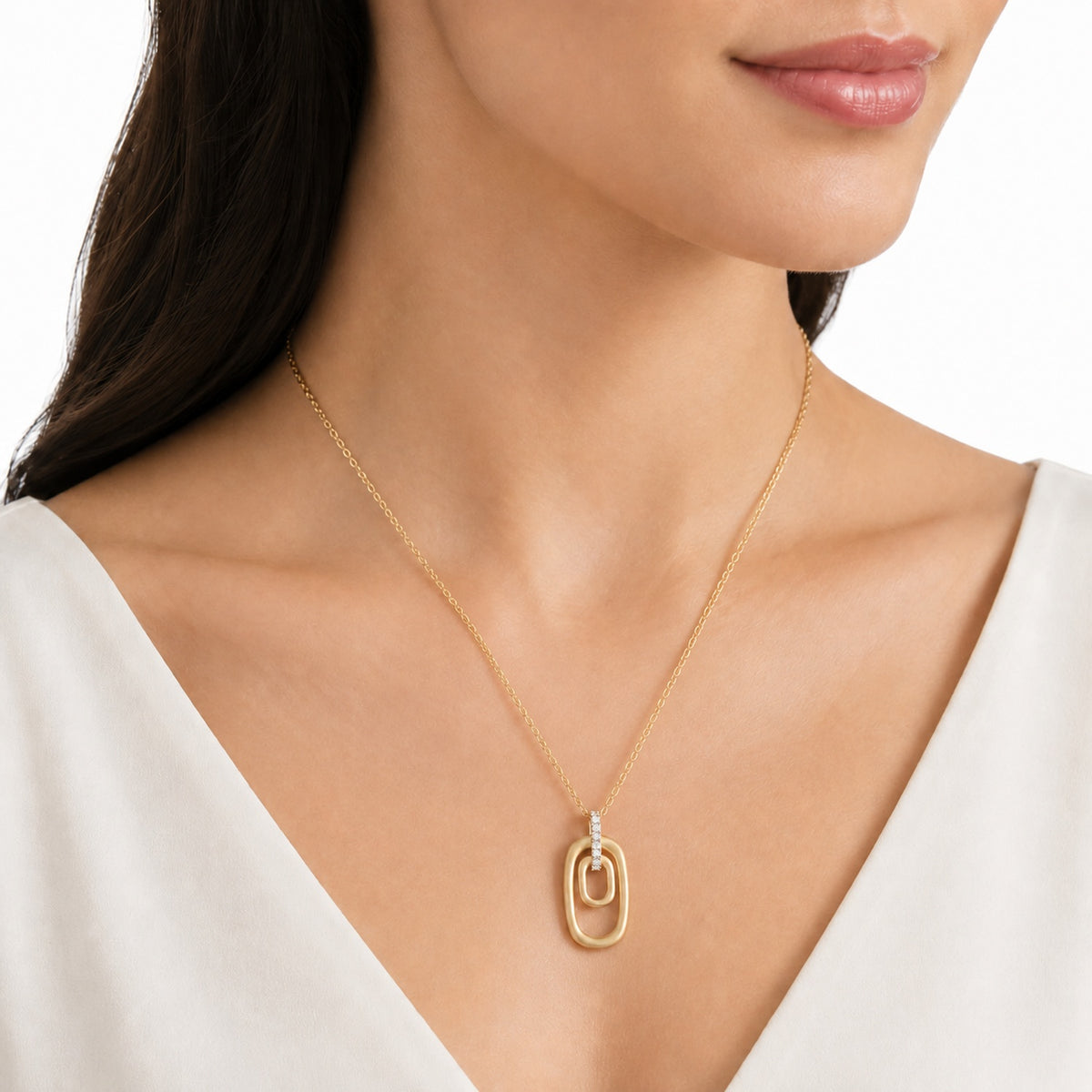 14K Gold 0.08 ct. tw. Open Ellipse Cascading Pendant