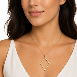 14K Gold 0.06 ct. tw. Open Hammered Diamond Pendant