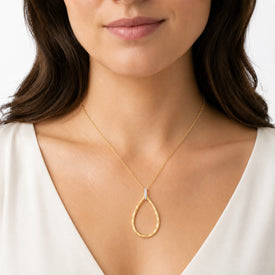 14K Gold 0.06 ct. tw. Open Tear-Drop Pendant