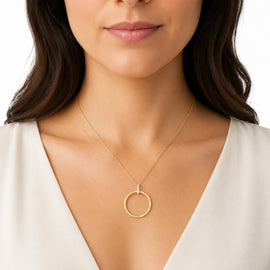 14K Gold 0.06 ct. tw. 25mm Open Circle Pendant