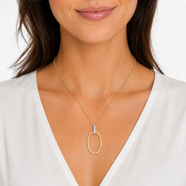 14K Gold 0.06 ct. tw. Open Oval Pendant