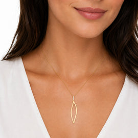 14K Gold 0.06 ct. tw. Open Leaf Pendant