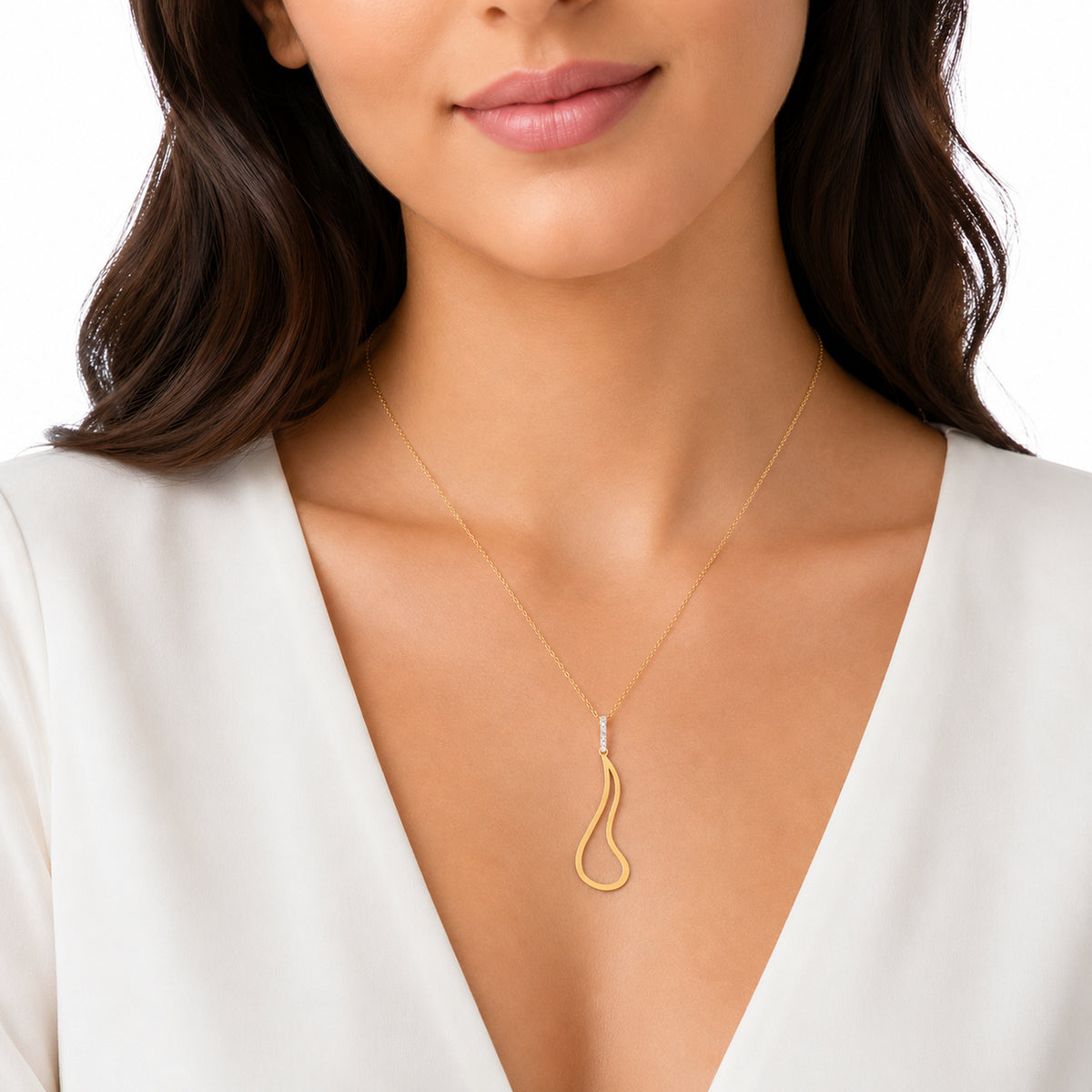 14K Gold 0.06 ct. tw. Open Free-Form Sliding Pendant