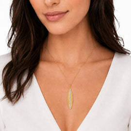 14K Gold 0.16 ct. tw. Feather Sliding Pendant