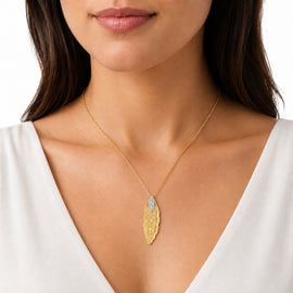 14K Gold 0.11 ct. tw. Leaf Sliding Pendant