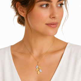 14K Gold 0.21 ct. tw. Leaf Sliding Pendant