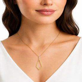 14K Gold 0.05 ct. tw. Open Geometric Pendant Necklace