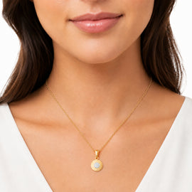 14K Gold 0.12 ct. tw. 12mm Round Hammered Pendant