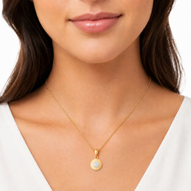 14K Gold 0.12 ct. tw. 12mm Round Hammered Pendant