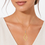 14K Gold 0.05 ct. tw. Open Hammered Diamond-Shaped Pendant