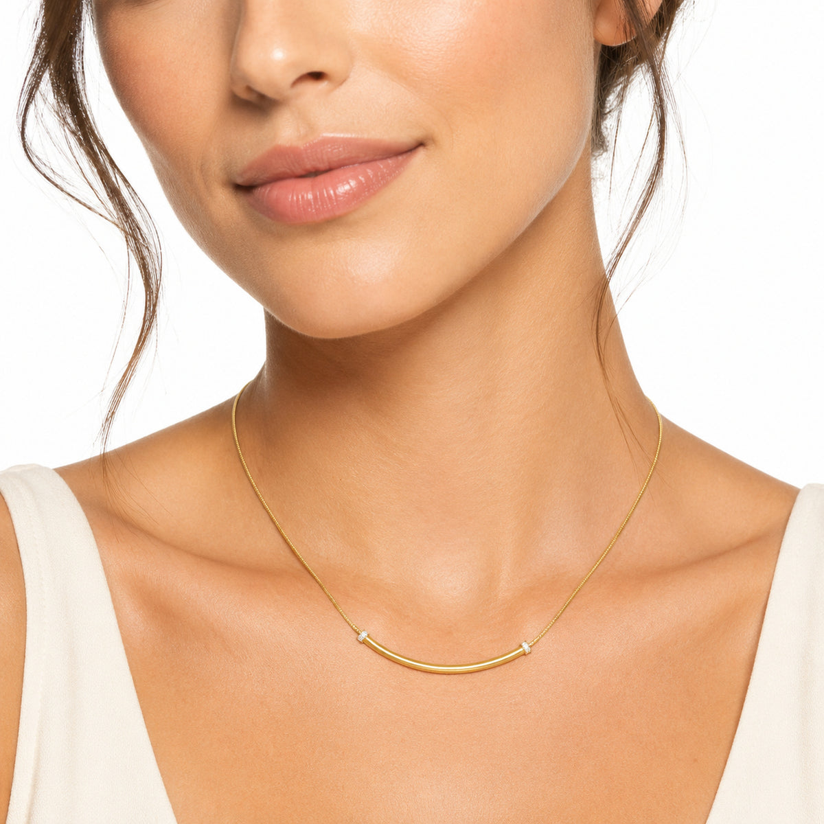 14K Gold 0.10 ct. tw. ID Bar Mesh Necklace