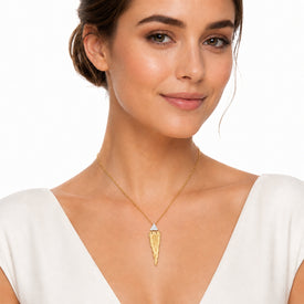 14K Gold 0.10 ct. tw. Hammered Triangle Pendant
