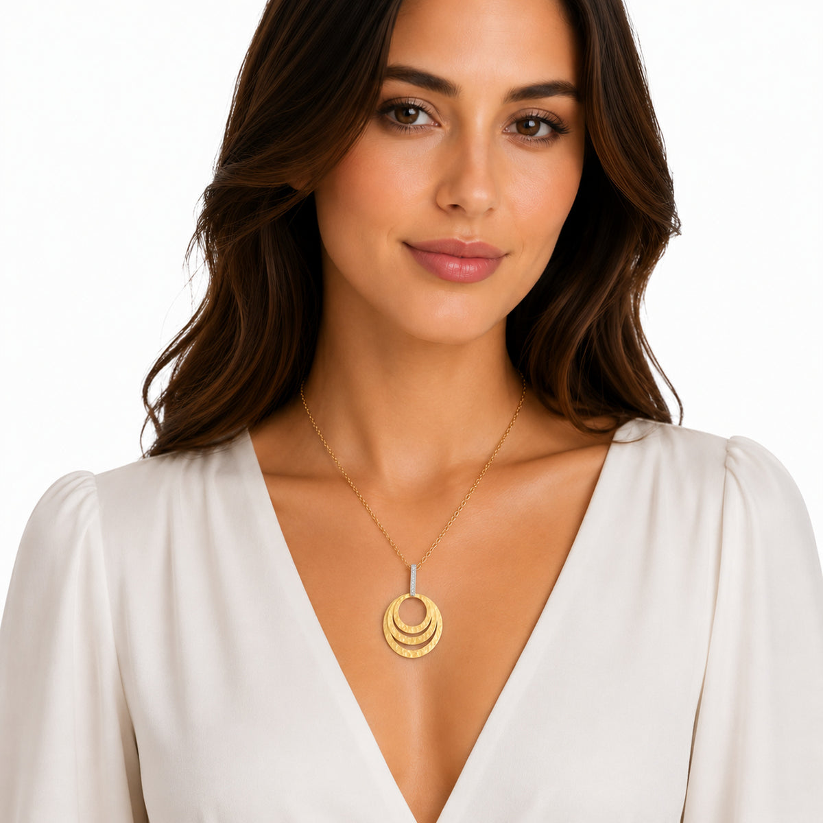 14K Gold 0.06 ct. tw. Concentric Circles Pendant