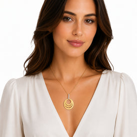 14K Gold 0.06 ct. tw. Concentric Circles Pendant