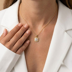 14K-Y SQUARE PEND., 0.15CT
