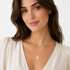 14K Gold 0.025 ct. tw. Rectangle-Shaped Pendant
