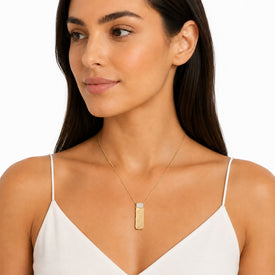 14K Gold 0.12 ct. tw. Hammered Rectangle Pendant