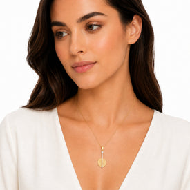 14K Gold 0.14 ct. tw. Hammered Circle Sliding Pendant