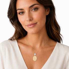 14K Gold 0.18 ct. tw. Drop Oval-Shaped Sliding Pendant