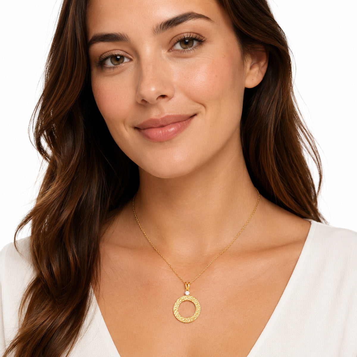 14K Gold 0.04 ct. tw. Open Circle Sliding Pendant