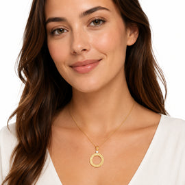 14K Gold 0.04 ct. tw. Open Circle Sliding Pendant