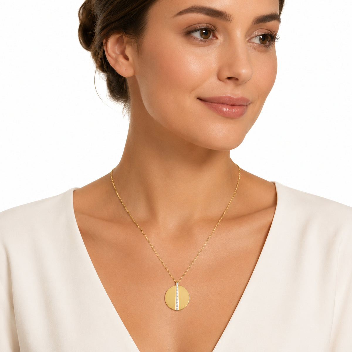 14K Gold 0.18 ct. tw. Polished Round Pendant