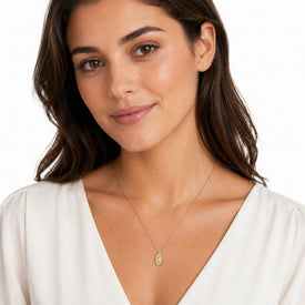 14K Gold 0.06 ct. tw. Oval Pendant