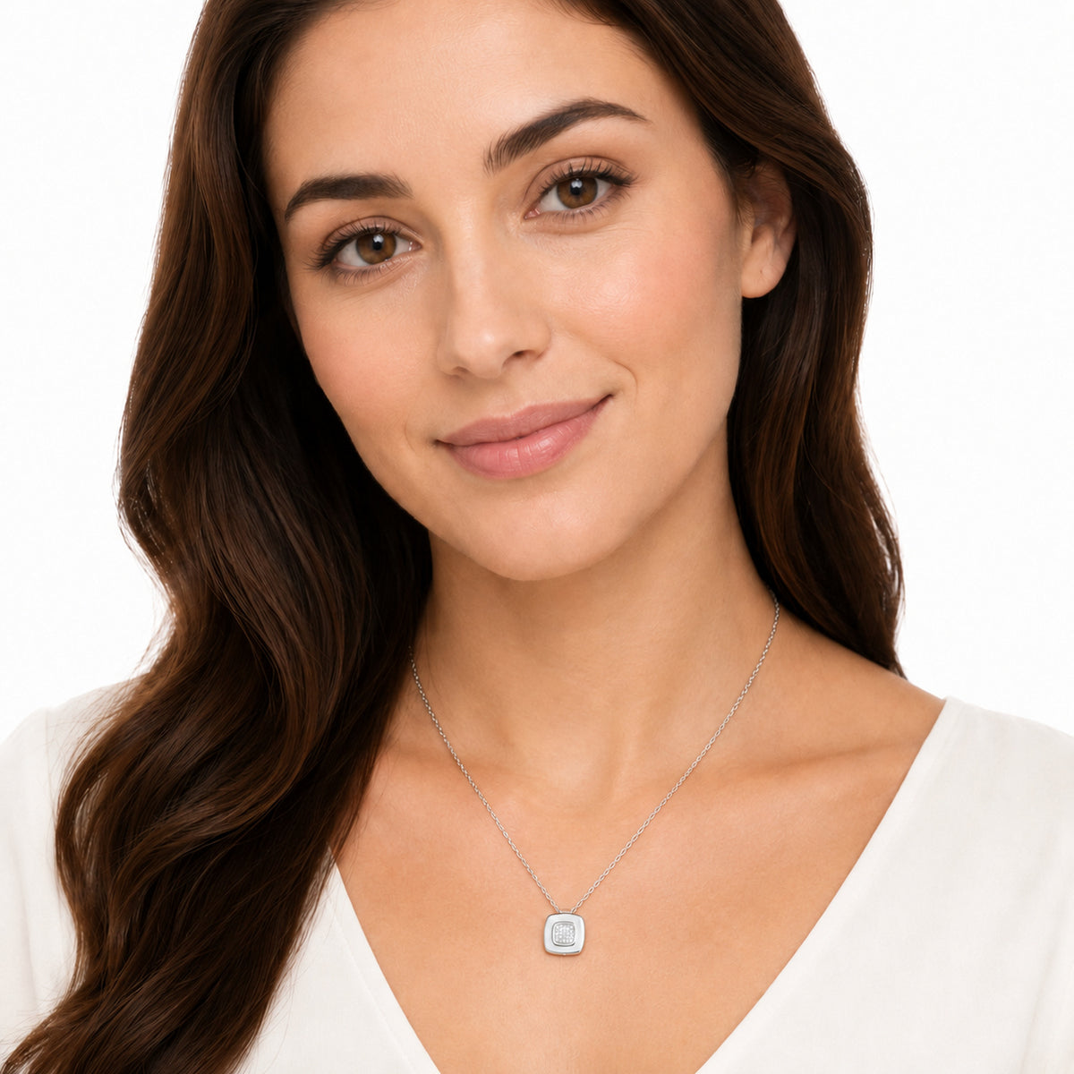 14K Gold 0.13 ct. tw. Square-Shaped Pendant