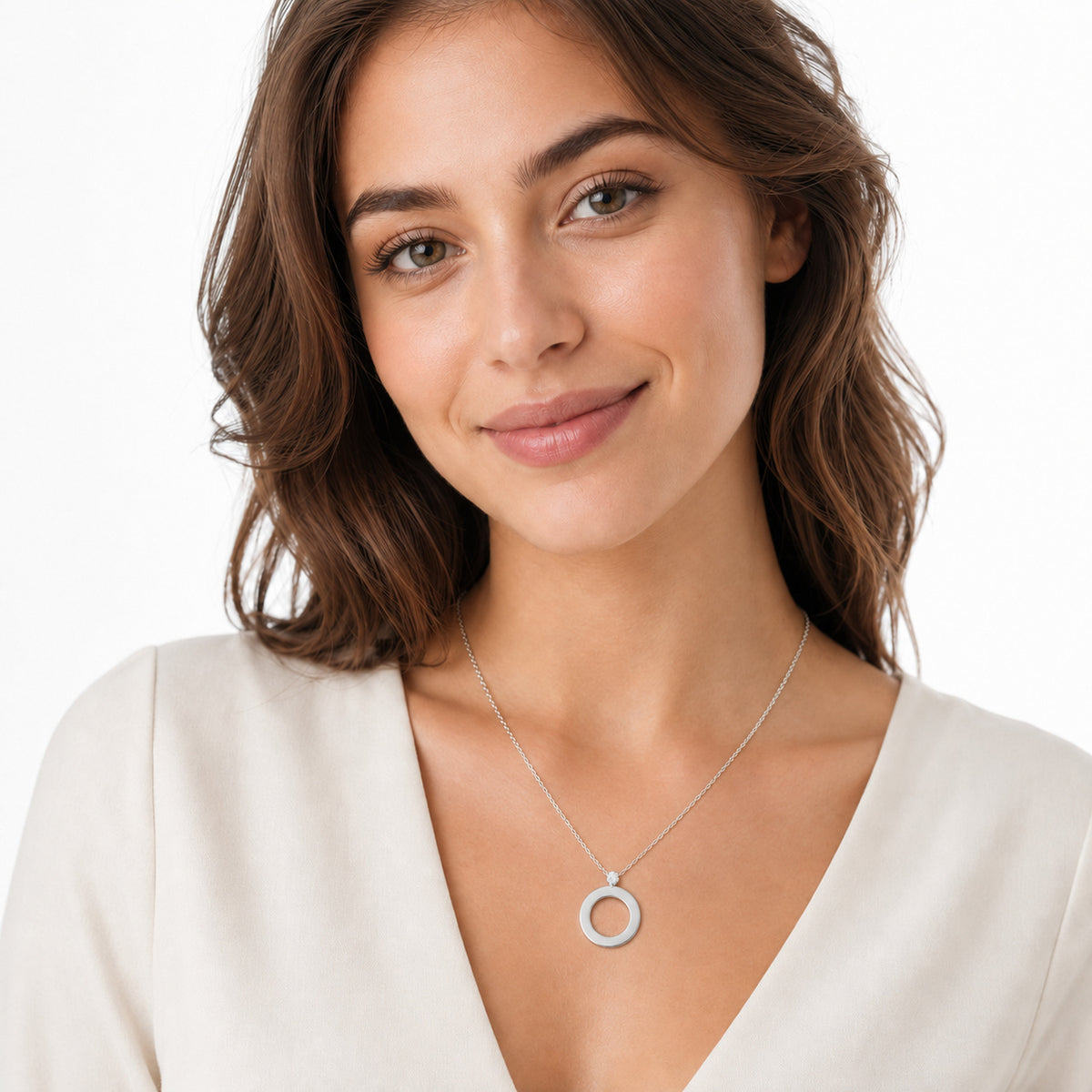 14K Gold 0.05 ct. tw. Open Circle Pendant