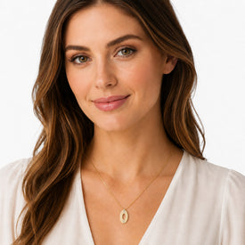 14K Gold 0.06 ct. tw. Open Oval Pendant