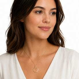 14K Gold 0.09 ct. tw. Open Circle Pendant