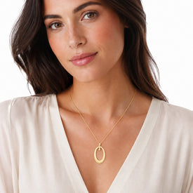 14K Gold 0.09 ct. tw. Open Oval Pendant