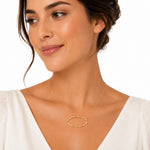14K Gold 0.22 ct. tw. East-to-West Open Oval Necklace