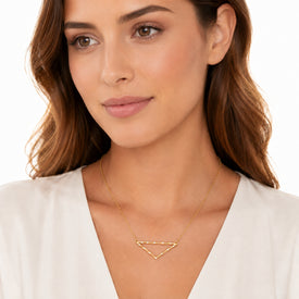 14K Gold 0.22 ct. tw. East-to-West Open Triangle Necklace