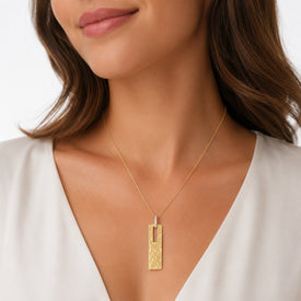 14K Gold 0.04 ct. tw. Open Rectangle Pendant Slide